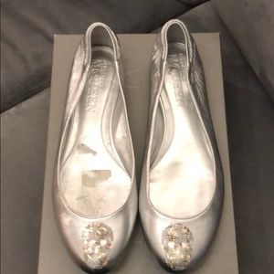 Alexander McQueen Silver Skull Flats